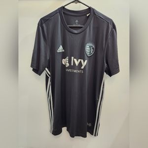 Adidas Kansas City Sporting Jersey Black MLS Ivy Investments Size XL Mens soccer